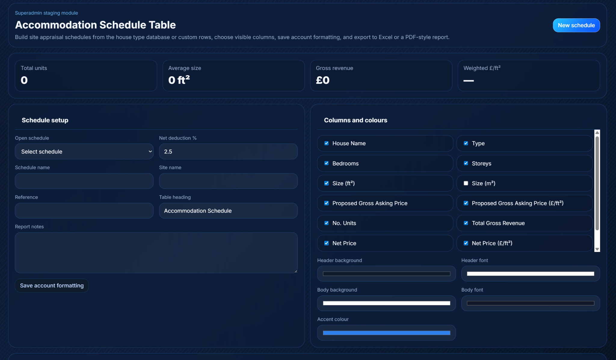 Promarks Intel Accommodation Schedule screenshot