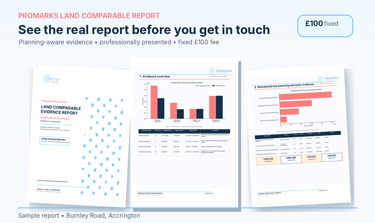 Promarks Land Comparable Report sample pages